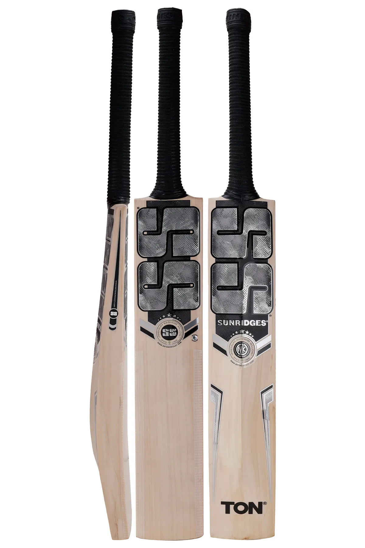 Kashmir Willow Selected Grade 3
Air Dried Willow
Latest Shape With Massive concave TON Edges enable high impact with optimum performance
Embossed sticker with 3 Tone Grip,
Wide Play area with Clean bat face,
Premium / Portable SS Bat cover
Pride to b